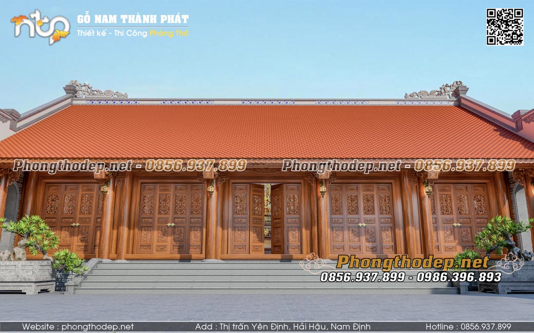 Hệ cột hiên lớn với không gian thông suốt tạo sự bề thế